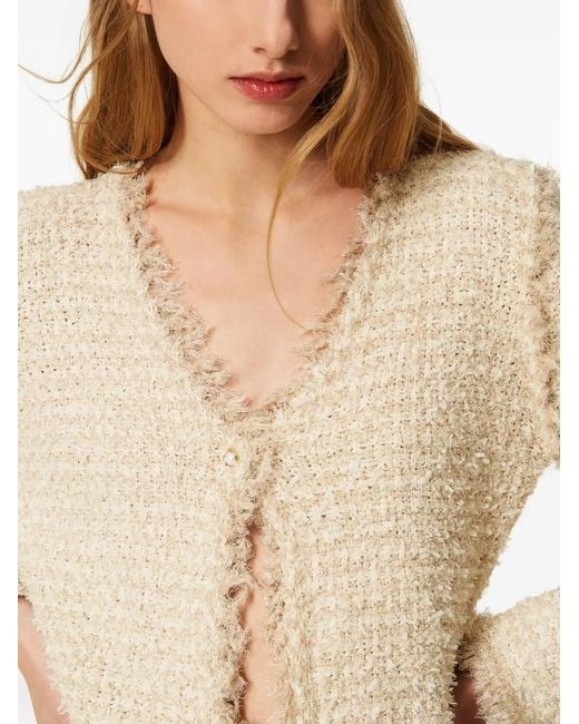 Twinset Natural Jacquard Knit Jacket With Lurex