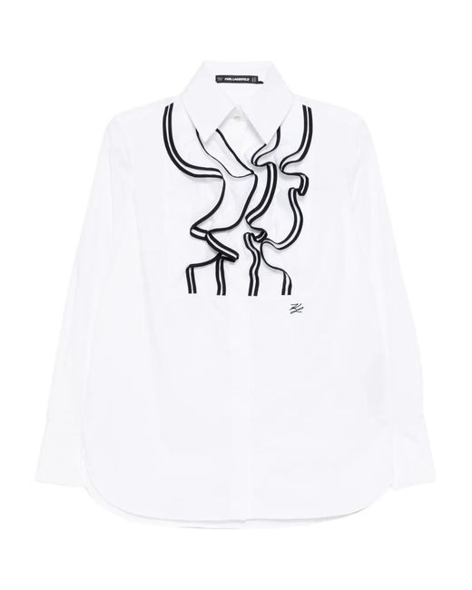 Karl Lagerfeld White Logo-Embroidered Shirt