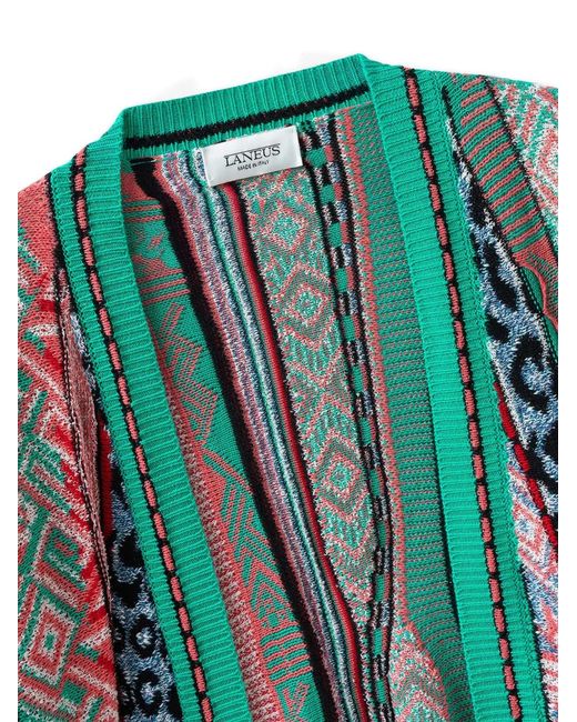 Laneus Blue Open-Front Patterned Cardigan