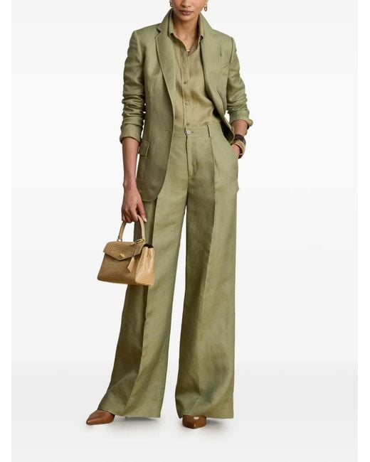 Ralph Lauren Green Single-Button Twill Blazer