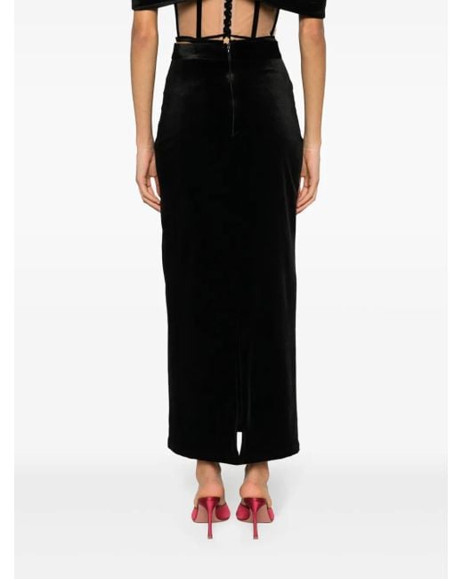 Ana Radu Black Velvet Straight Maxi Skirt