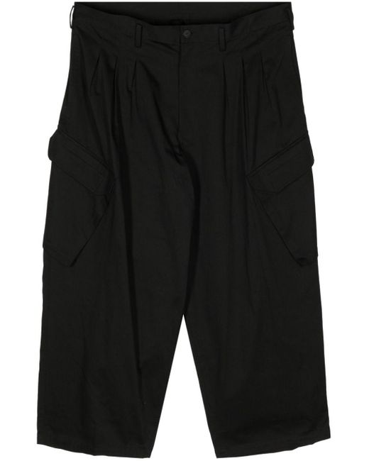 Yohji Yamamoto Black Cropped Cargo Trousers for men