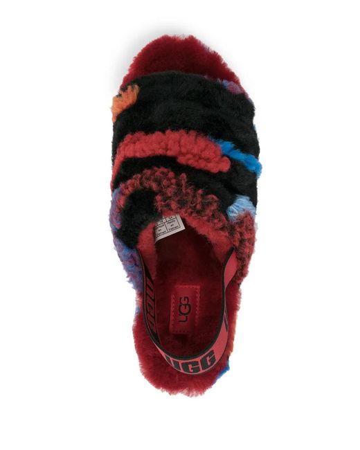 Ugg Red Fluff Yeah Slides