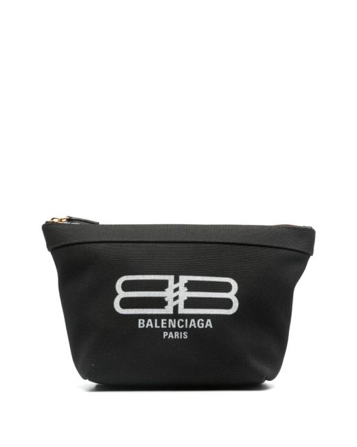 Balenciaga Black Kosmetiktasche mit Logo-Print