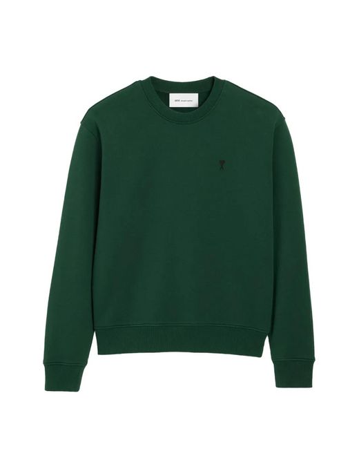 AMI Green Cotton Sweatshirt With Ami De Coeur for men