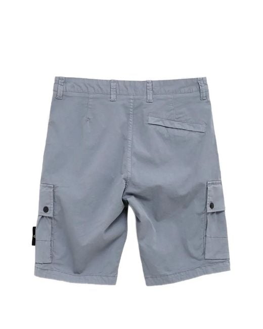 Stone Island Blue L100019 Stretch Organic Cotton Twill Shorts for men