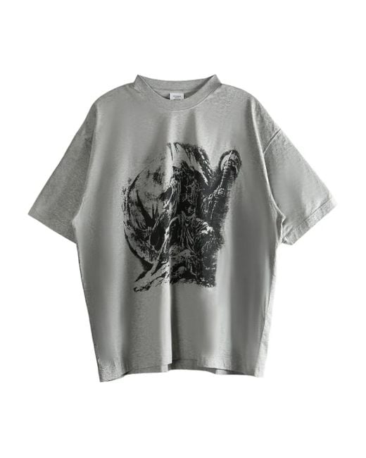 Vetements Gray Graphic-Print T-Shirt for men