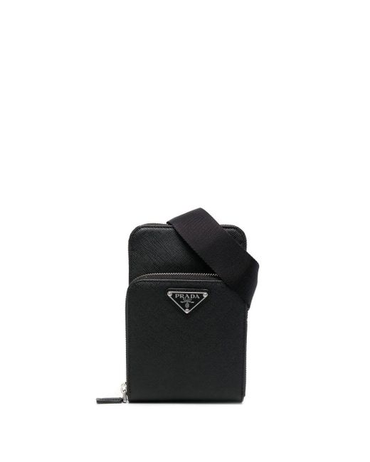Prada Leder Mini-Tasche mit Triangel-Logo in Schwarz für Herren | Lyst DE