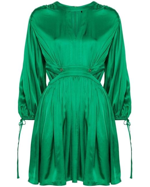 Maje Green Cut-out Satin Midi Dress
