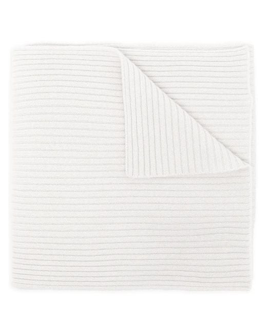 N.Peal Cashmere White Short Rib-Knit Scarf