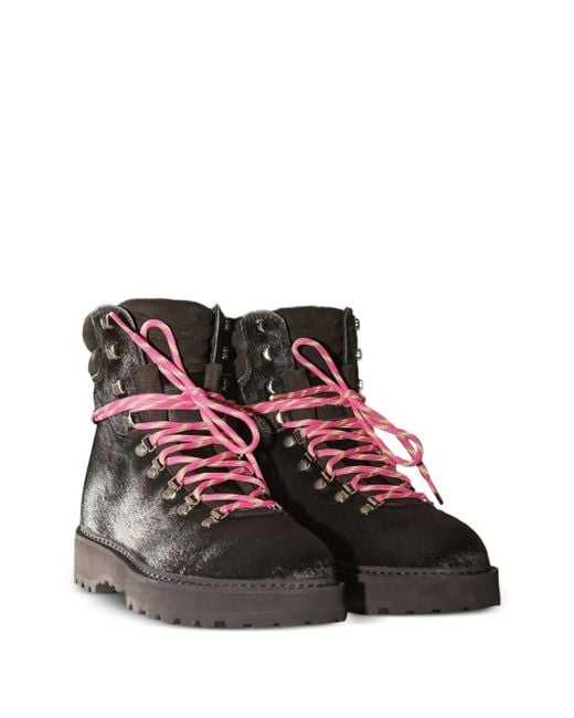 Diemme Black Haircalf Lace-Up Boots