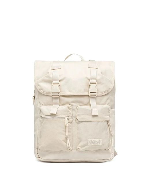Eastpak White Flap-Pocket Buckle-Detail Backpack