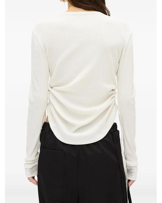 Ann Demeulemeester White Dot Wrinkled Long-Sleeve T-Shirt