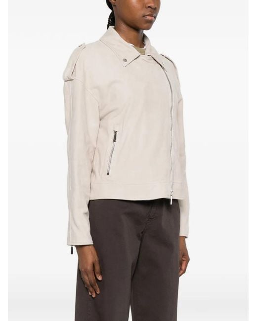 Moorer White Loette Zip Jacket