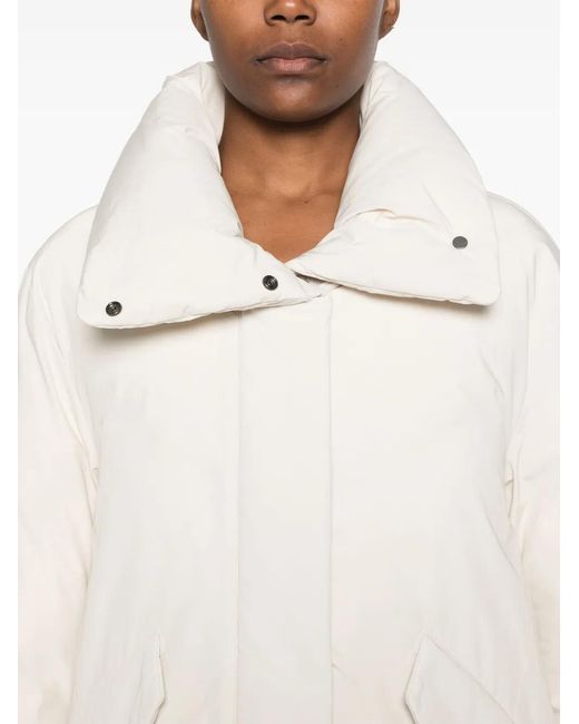 Woolrich White Funnel Neck Quilted Down Coat