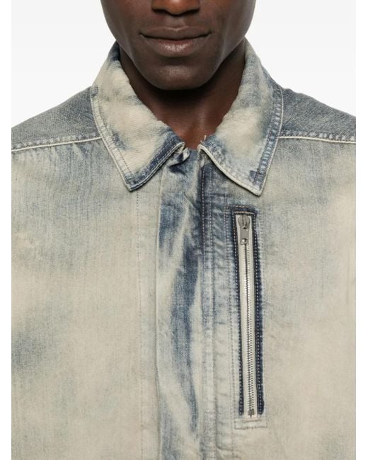 Rick Owens Blue Zip-Fastening Drawstring Jacket for men