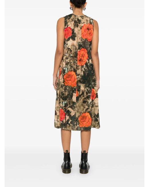 R13 Green Floral-Print Midi Dress