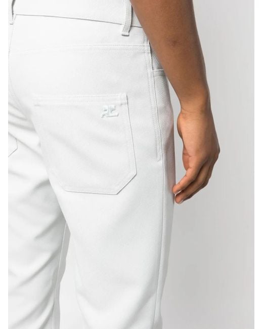 Pantalones rectos con parche del logo Courreges de hombre de color White