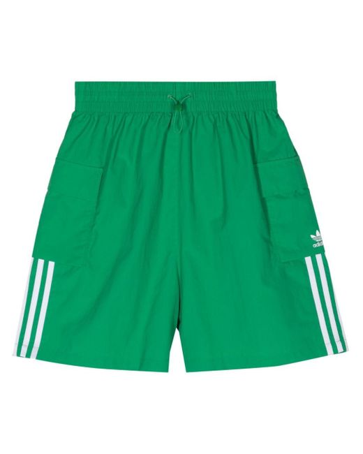 Adidas Green 3 Stripes Cargo Track Shorts