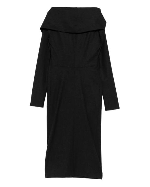 Alberta Ferretti Women's Black Flowing Dress With Delicate Draping And  Refined Neckline - www.ice4pros.com.br