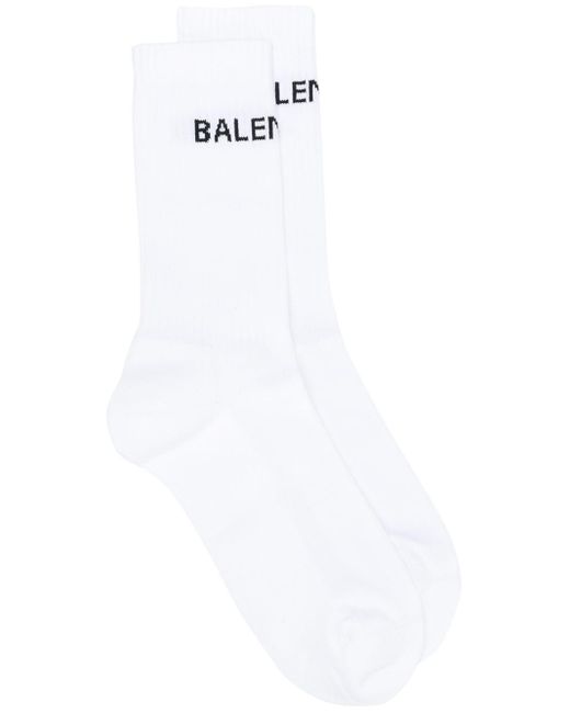 Balenciaga Synthetic Logo Tennis Socks in White for Men - Lyst