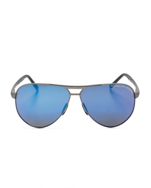 Porsche Design Blue Pilot-frame Sunglasses for men