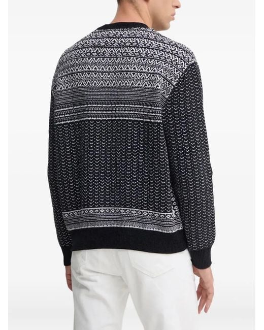 ARMANI EXCHANGE Gray Patterned Crew-Neck Sweater for men
