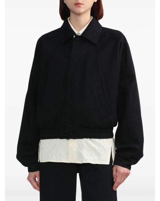 Adererror Blue Panelled Wool Blend Bomber Jacket