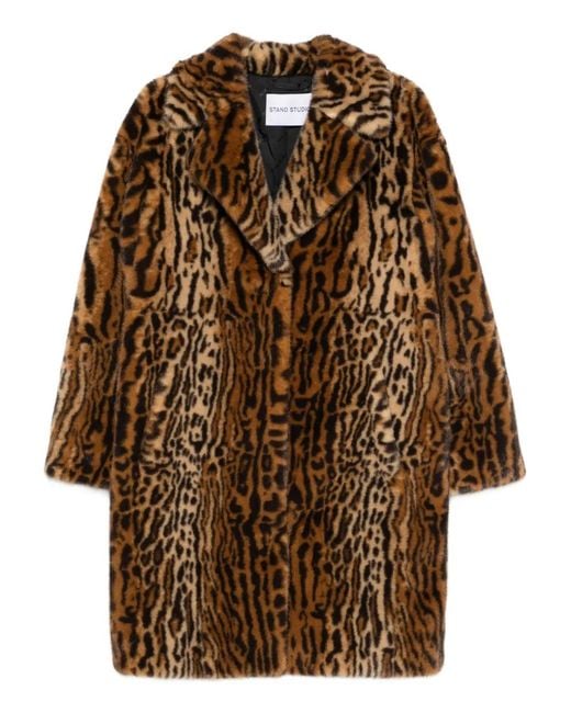 Stand Studio Brown Camille Faux Fur Coat