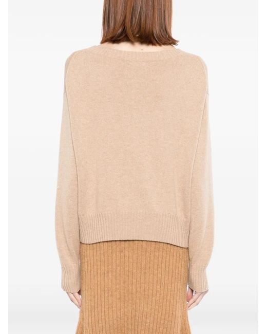N.Peal Cashmere Natural Crop Boat Neck Jumper