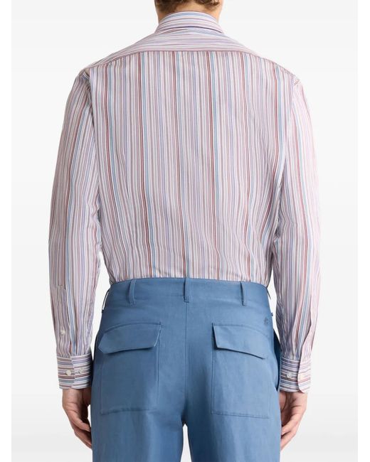 Etro Pink Striped-Pattern Cotton Shirt for men