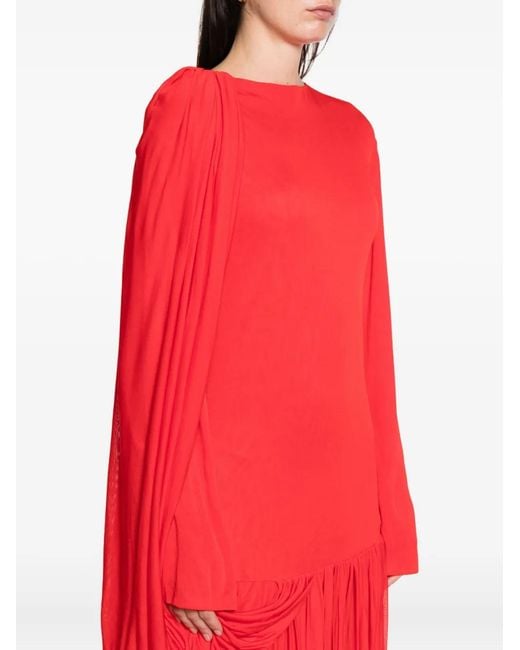 Calvin Klein Red Sara Draped Pleated Gown