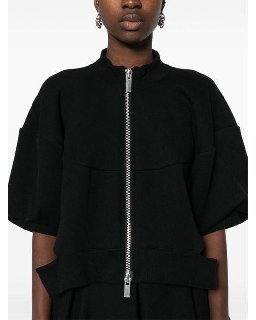 Sacai Black Panelled Zip-up Sweatshirt