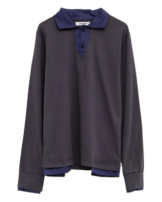 GIMAGUAS Blue Luis Long-Sleeve Layered Polo Shirt for men