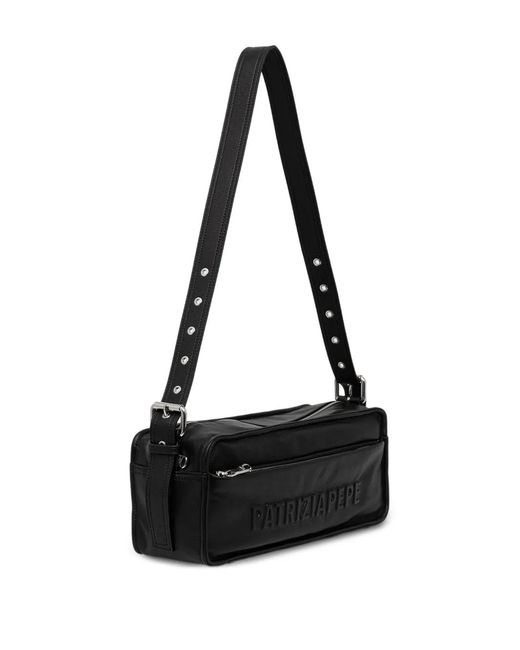 Patrizia Pepe Black Sac À Bandoulière Médium À Détail De Logo