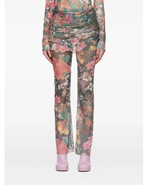 Rave Review Green Floral-Motif Layered Trousers