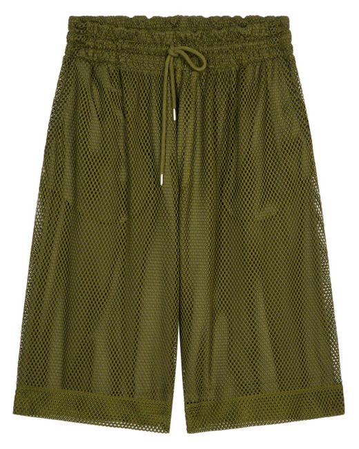 Dries Van Noten Green Mesh Bermuda Shorts for men