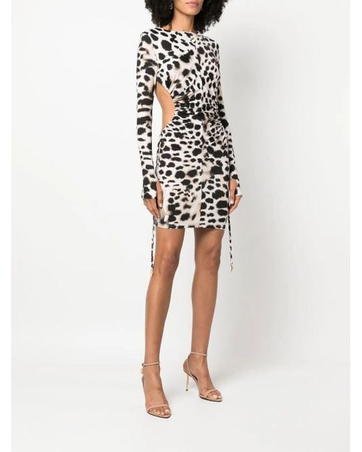 Roberto Cavalli White Minikleid Mit Leoparden-Print