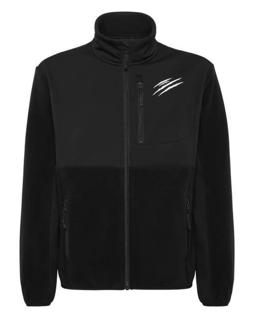 Philipp Plein Black Panelled Scratch-Detail Jacket for men