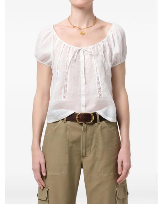 Citizens of Humanity White Tatev Lace-Insert Top