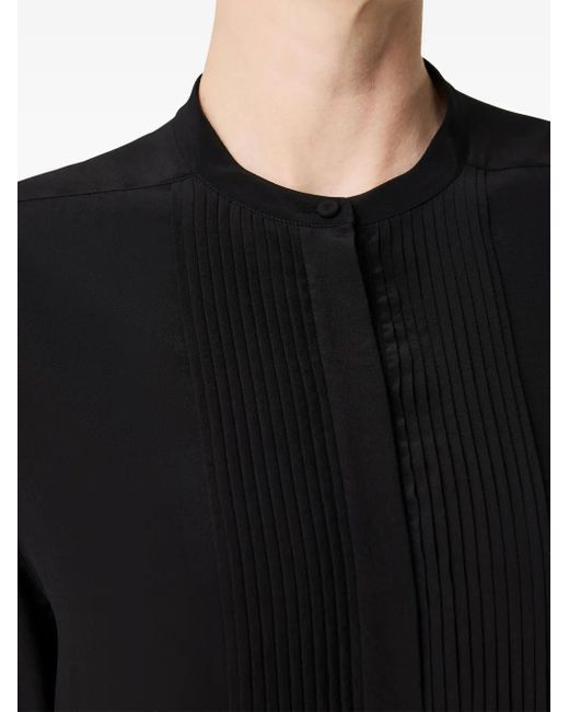 Another Tomorrow Black Pleated Tuxedo Shirt