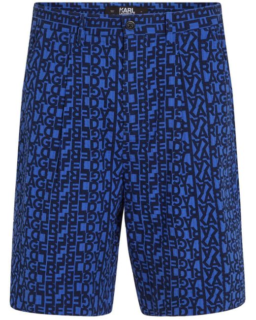 メンズ Karl Lagerfeld シアサッカー ショートパンツ Blue