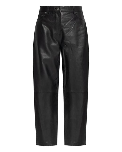 Samsøe & Samsøe Black Saharpal Leather Panelled-Design Trousers