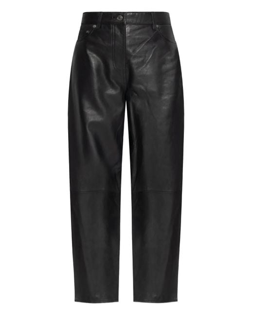 Samsøe & Samsøe Black Saharpal Leather Panelled-Design Trousers