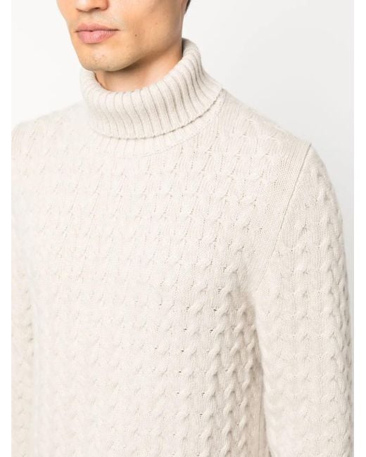 Fedeli Rollkragenpullover Mit Zopfmuster in White für Herren