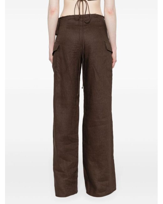MANURI Brown Pimmy 2.4 Linen Trousers