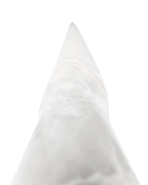 Le Silla White Andy 120Mm Cuffed Denim Boots