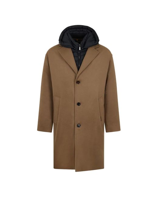 Moorer Brown Hooded Coat for men