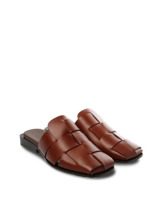 Hereu Brown Mules À Design Tissé