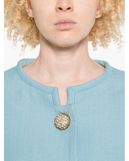 Valentino Garavani Blue Embellished Button Jacket